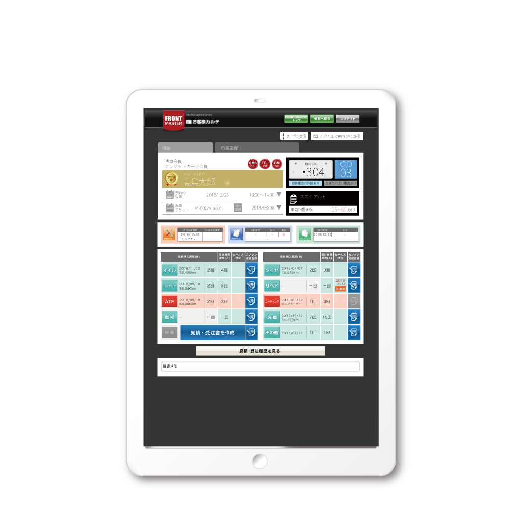 FRONT MASTERの履歴に応じてポイント自動付与